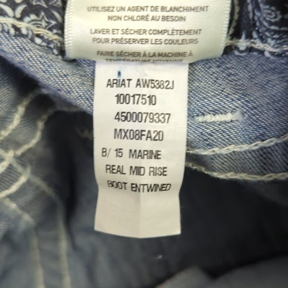 Ariat Jeans Women's 28R Blue R.E.A.L. Mid Rise Stretch Entwined Boot Cut - Picture 11 of 13